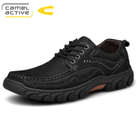 Camel Active New Genuine Leather Men's Shoes Lace-up Man Outdoor Casual Shoes Thick Sole Stitch Non-slip Tide Male Shoes