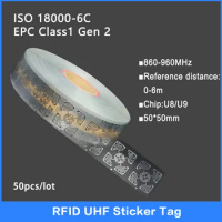 50PCS UHF RFID Dry Inlay Tag 18000-6C 860-960MHz RFID UHF Sticker Label U8/U9 Chip Electronic label 915 MHz High Quality