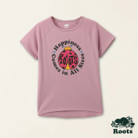 【Roots】Roots女裝-擁抱真我系列 動物圖案有機棉短袖T恤(蘭花粉)
