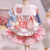 Pink Princess Baileys Sweet Puff Sleeve Jumpsuit Cat Dog Clothes Summer Maltese Thickened Spring and