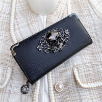 Skull Wallet Women's Long Zipper Clutch Korean Style Fashion Foreign Trade pu Leather Men's Wallet 2023 New