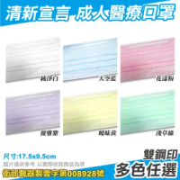 【清新宣言】醫療口罩 多色任選 50片/盒(台灣製造醫用口罩 CNS14774)