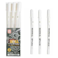 3PCS SAKURA Gelly Roll Gel Pens Highlight Marker for Journaling Art Drawing Classic White Ink Assorted Point Fine Medium Bold