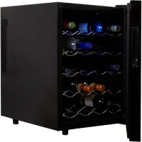 20 Bottle Wine Cooler, Black Thermoelectric Wine Fridge, 1.7 cu. ft. (48L), Freestanding Wine Cellar