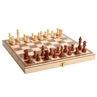 1 set Portable Magnetic Wooden Chess Board Chessboard Checkers Puzzle Game Chess Games Chess Set