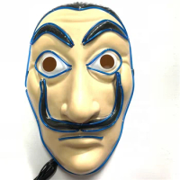 EL Neon LED Halloween Mask EL Wire Glow Cosplay Dali Mask Payday Night Club Decor Carnival Light Up EL Masks