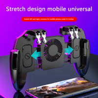 6 Fingers Gamepad Mobile Phone Shooting Gaming Button Trigger Gamepad with Cooling Fan for PUBG Game Controller Joystick