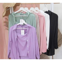 Olive Blouse Set Wanita - Kemeja & Tank Top Blouse Wanita 1 Set
