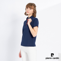 Pierre Cardin皮爾卡登 女款 Hi Cool吸濕排汗彈性網眼素面短袖POLO衫-丈青色 (8227291-39)