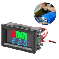 Car Battery Charge Level Indicator Volt Gauge Meter LED Display Battery Capacity Tester 12V 24V 36V 48V 60V 72V Auto Identify