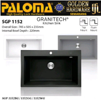 PALOMA SGP 1152 Bak Cuci Piring Kitchen Sink Dapur Granite Tech 1 Bowl Top Flush Mount Granit Quartz