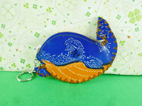 【震撼精品百貨】日本精品百貨 皮製零錢包-鯨魚造型-藍色 震撼日式精品百貨