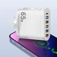 65W USB Charger PD Fast Charging Mobile Phone Charger for Xiaomi iPhone Samsung Huawei Quick Charge3.0 Fast Wall Charger