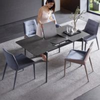 Nordic rock plate dining table and chair combination rectangular retractable folding small house Italian minimalist dining table