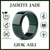 CGG Cincin Batu Giok Jedeite Jade Dark Pipa Kotak