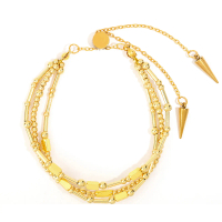Stylish Bamboo-Style Square Bead Bracelet For Women, Bohemian Multi-Layer Chain Bracelet, Women'S Ho