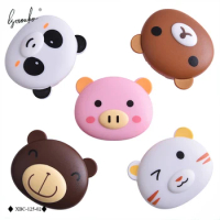 Lymouko Cartoon Cute Smile Little Bear Pig Panda Contact Lens Case with Mirror for Holder Women Eye Care Contact Lenses Box
