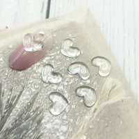50PCS Transparent 3D Nail Art Heart Charms Parts Clear Love Manicure Accessories Nails Decoration Design Supplies Materials Tool