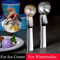 Two Size Ice Cream Scoops Stacks Stainless Steel Ice Cream Digger Non-Stick Fruit Ice Ball Maker Watermelon Ice Cream Spoon Tool