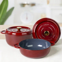 28cm Seafood Enamel Pots,Cast Iron Casserole Home Stew Pot,condensate Convex Point Design Multi-function Staubcast Iron Cookware