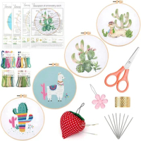Embroidery Kit For Beginners, 4 Pack Cross Stitch Kits, Embroidery Starter Kit With Pattern And Instructions