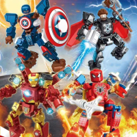Marvel Spiderman Superheroes Spider-Man Iron Man Action Figures Bricks Building Blocks Classic Movie Dolls Model Kids Toys Gift