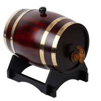 1.5/3L Wood Barrel Vintage Oak Beer Brewing Tools Tap Dispenser for Rum Pot Whisky Wine Mini Keg Bar Home Brew Beer Keg