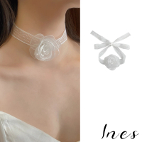 【INES】韓國設計唯美氣質蕾絲花朵髮帶 手環 頸環 頸鍊(蕾絲髮帶 花朵髮帶)