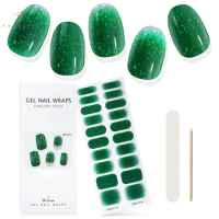 16/20Tips Semi-cured Gel Nail Strips Crimson Gel Nail Stickers Full Cover Patch Slider Sticker Nail Paint