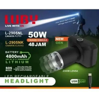 Senter Kepala Luby 50W 35W Watt Baterai Cas L2905 NL & NK L2907NL Water Proof Headlamp Cahaya Putih