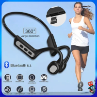 True Bone Conduction Earphone Waterproof Headphones Bluetooth Wireless IPX4 Sports Headset TWS with Mic 128GB SD Card MP3 Player