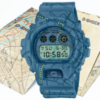 【CASIO 卡西歐】G-SHOCK 日本東京街頭文化 澀谷地圖設計電子錶-霧藍(DW-6900SBY-2 防水200米)