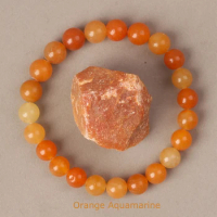 6/8MM Natural Stone Orange Aquamarine Bracelet for Women to Soothing Emotions Spiritual Balance Men Bracelets New Jewelry Gifts