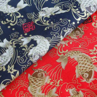 fish Bronzing cloth soft vintage fabric Retro style fabric Calico Printed cotton fabric for DIY Bag cloth dress 1order=1meter