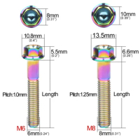Weiqijie Titanium Bolt M6/M8x10 15 20 25 30 35 40 45 50 55 60 70 75 80 90 100mm Hex Head Flange Screw for Bicycle And Motorcycle