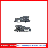 USB Charging Port Plug Flex Cable Board Connector Charger Dato For Oppo Realme 7i Earphone Jack With Mic Microphone C17 Parts