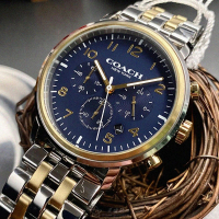 【COACH】COACH手錶型號CH00122(寶藍色錶面金銀錶殼金銀相間精鋼錶帶款)