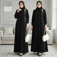 Salwa Abaya Swarovski Dress Wanita Rayon Twill Premium Gamis Terbaru Lengan Panjang Baju LD 110 Cm S