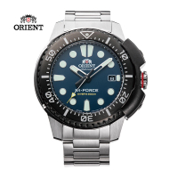 【ORIENT 東方錶】M-FORCE FOR AIR DIVING系列 潛水機械錶 鋼帶款 藍水鬼 - 45mm(RA-AC0L07L)