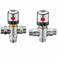 Thermostatic Mixing Valve Brass Shower Faucet Water Heater Temperature Mixer Control 3Way G1/2 G3/4 for Bathroom Accessories