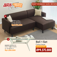 iFURNHOLIC - SET SOFA & MEJA - SKONA SOFA L- MARCO GLASSTOP COFFEE TABLE - MEJA TAMU - SOFA MINIMALI
