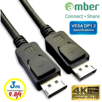 amber VESA DP1.2規格影音訊號線_DisplayPort 對 DisplayPort／DP to DP／4K@60Hz／21.6Gbps／3.0m