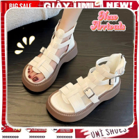 GIÀY SANDAL NỮ ATHENA cổ cao kéo khóa sau Hàn Quốc quai hậu Màu Đen/Kem - GIÀY UMI DéP Shoes