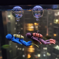 1pc Kawaii Simulated Floating Frogman for Aquarium Ornaments Mini Diver Fish Tank Decoration Aquarium Accessories