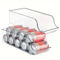 1/2 Pack Drink Dispenser Organizer for Refrigerator, Clear Plastic Tall Skinny Soda Pop Cans Holder Container Storage Bin