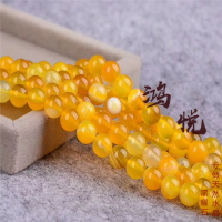 蛋黃條紋瑪瑙手鏈散珠手工珠子水晶瑪瑙手串手鏈飾品配件配飾