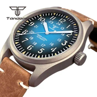 Tandorio Titanium Case Pilot 20BAR Dive Men's Automatic Watch Luminous 39mm Fashion Wristwatch Sapphire Crystal Gradient Color