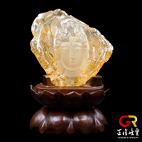 【正佳珠寶】白水晶擺件 白水晶觀世音菩薩雕刻擺件 原礦白晶岩皮觀音擺件｜手作木座
