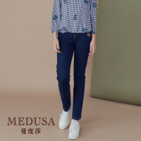 現貨【MEDUSA 曼度莎】I care 米奇刺繡鬆緊帶牛仔褲（M-L）｜高彈性 鬆緊腰頭 長褲