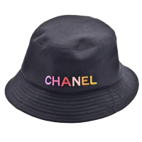 CHANEL 經典彩色刺繡品牌LOGO漁夫帽(黑色)